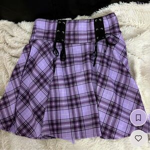 Purple plaid school girl skirt